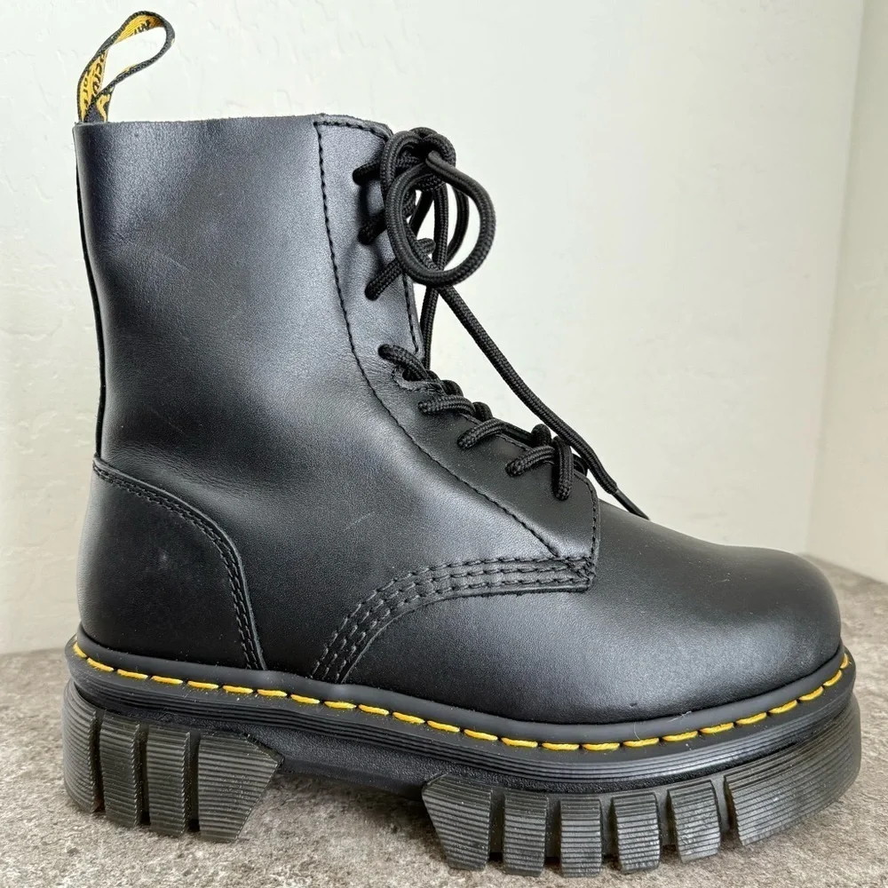 NEW Dr Martens Audrick Black Napa Leather Platform Ankle Boots Size EU38 L7
